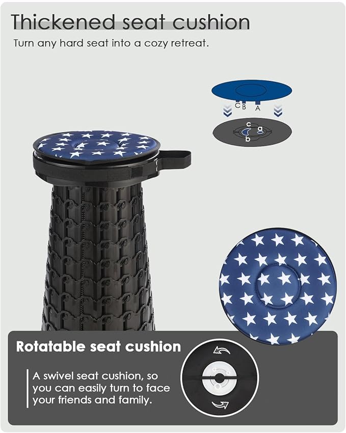 18-inch Heavy Duty Collapsible Stool with Cushion- 800 lbs Capacity, 2.6 lbs Lightweight Portable Folding Stool for Camping, Travel, Music Festivals and Other Outdoor Events