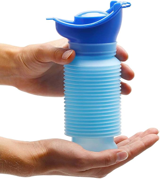 Set of 2 Portable Travel Urinal, Collapsible Urinals for Men and Women, Reusable Kids Potty, Personal Pee Bottle for Outdoor Camping, Long Road Trip and in Traffic