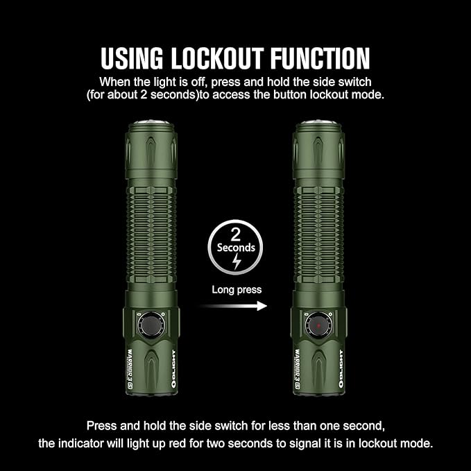 OLIGHT Warrior 3S 2300 Lumens Rechargeable Tactical Flashlight, Compact Dual-Switches LED Bright Light with Proximity Sensor, Powered by Customized Battery for Emergency, EDC and Searching (OD Green)