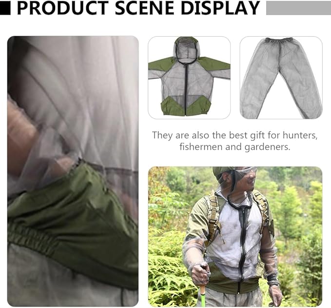 Kids Mosquito Suit Outdoor Net Clothing Mosquito Insect Bug Proof Clothing Insect Mesh Protection Clothing Mesh Insects Net Gloves mosquito suits for adults,bug suit Grey ( XL )