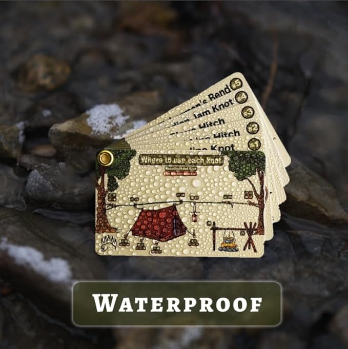 Knot Tying Kit | Camping & Outdoor Knots Edition - by The Bear Essentials Outdoors with Waterproof Knot Cards | for Survival, Camping, Backpacking, Hiking & Scouts