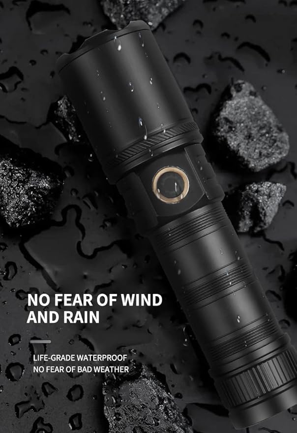 1200000 Lumens Flashlight USB Rechargeable Powerful Super Bright LED Flash Light,Outdoor Waterproof Zoomable Tactical Flashlight Handheld Torch for Emergency,Camping,Hiking