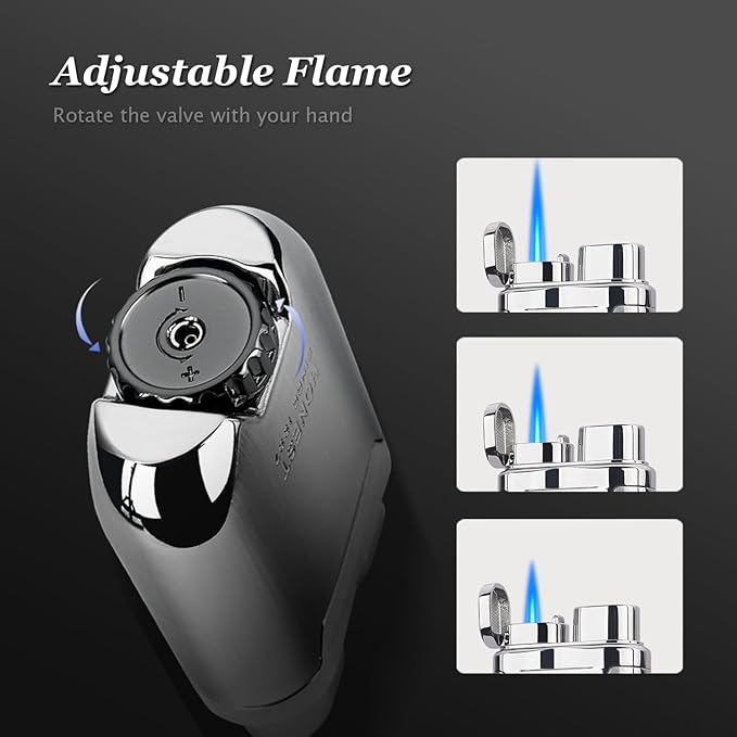 HONEST Torch Lighter Butane Lighter Windproof Lighter Mens Gifts Lighter for Candle Camping Family Use (Silver)