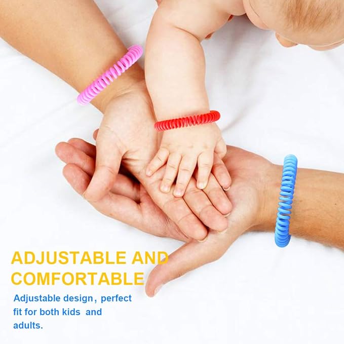 48 Pack Mosquito Bracelets, Mosquito Bands for Adults and Kids with Individually Wrapped & DEET Free, Natural and Waterproof Wristbands Citronella Bracelets for Camping Hiking