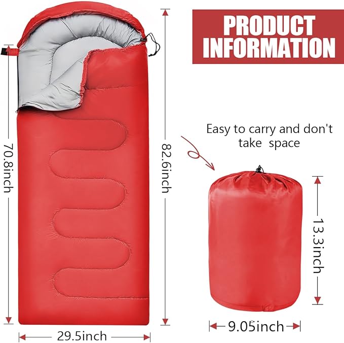 OBTANIM Sleeping Bags Portable Waterproof Camping Sleeping Bag for Adults Kids 4 Seasons Cold Weather or Warm Backpacking Hiking Mountaineering Indoor Outdoor Use