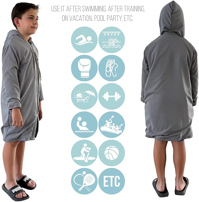 MACAR sport TOWEL swimming parka, waterproof fabric on the outside, dry jacket for kids and adults