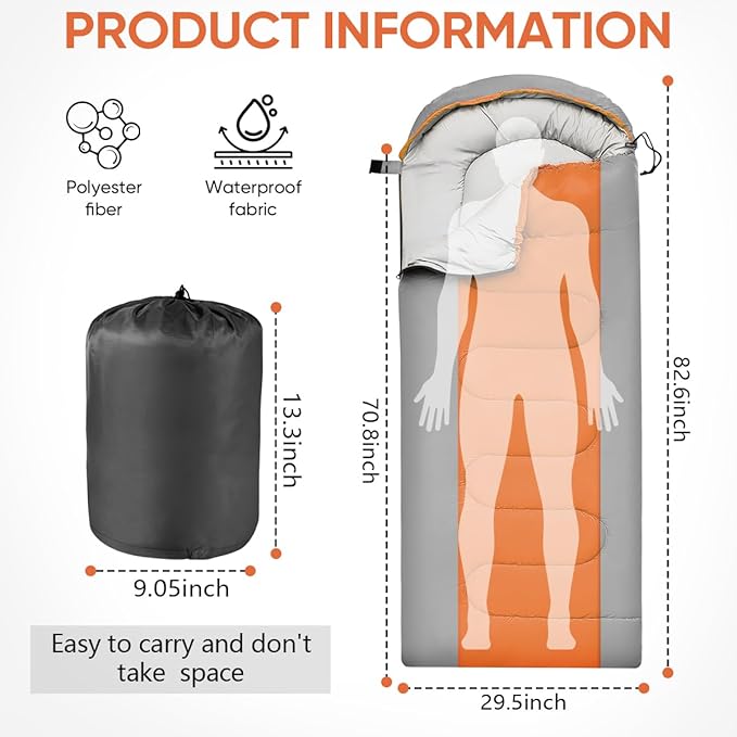 OBTANIM Sleeping Bags Portable Waterproof Camping Sleeping Bag for Adults Kids 4 Seasons Cold Weather or Warm Backpacking Hiking Mountaineering Indoor Outdoor Use