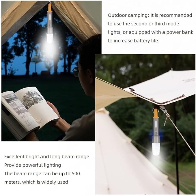 ALONEFIRE Z8 LED Flashlight High Lumens 10W Zoomable Type C USB Rechargeable COB Keychain Work Light Multicolor Lens Flashlight with Portable Hook for Camping Hiking Hunting Tracking Emergency