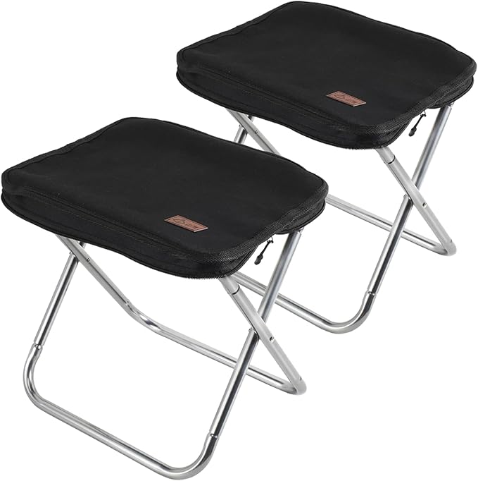 Camping Stool,Portable Foldable Stool aldult Collapsible Chairs Fishing Stool for Outdoor Hiking 300 LBS Load Black 2-Piece Set