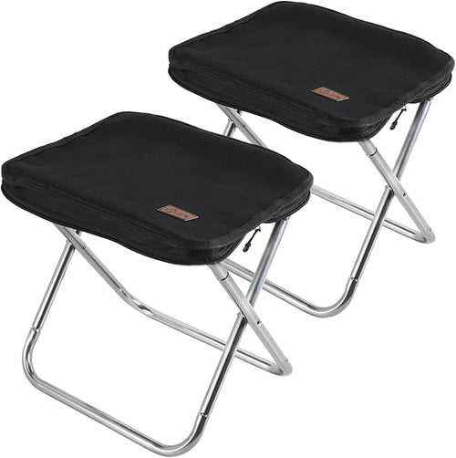 Camping Stool,Portable Foldable Stool aldult Collapsible Chairs Fishing Stool for Outdoor Hiking 300 LBS Load Black 2-Piece Set