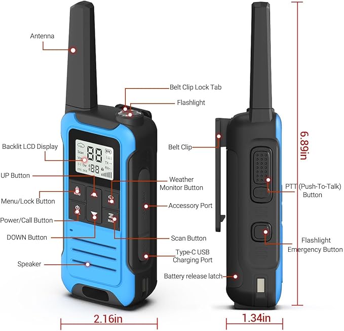 Baofeng Walkie Talkies F22 Long Range Walkie Talkies for Adults with 22 FRS Channels, Family Walkie Talkie with LCD Display Flashlight VOX for Cruise Ship Hiking Camping Gear Toys 2 Way Radio