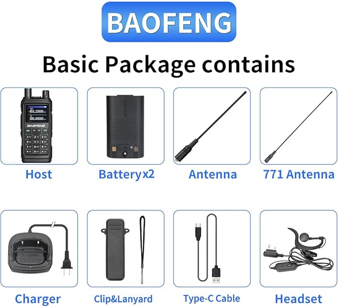 BAOFENG Ham Radio Long Range Handheld (Upgraded of UV-5R) UV-17M Walkie Talkies with Extra Battery,NOAA Weather Receiver,Frequency Copy, Type-C Charger,999CH Two Way Radio for Camping Hunting