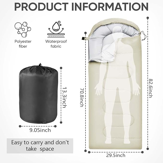 OBTANIM Sleeping Bags Portable Waterproof Camping Sleeping Bag for Adults Kids 4 Seasons Cold Weather or Warm Backpacking Hiking Mountaineering Indoor Outdoor Use