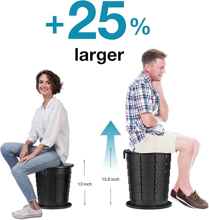 TRIPTIPS Upgrade Retractable Portable Toilet Travel Toilet Adjustable Height Camping Toilet Portable Potty for Adults Kids, Foldable Portable Toilet for Camping/Car, XL Pro size