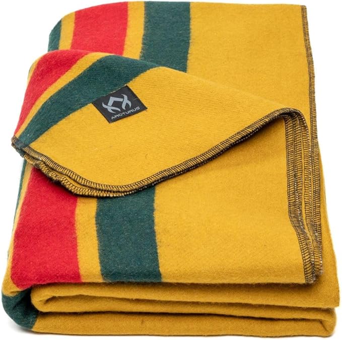 Arcturus Patterned Wool Blankets - 4.5lbs Warm, Heavy, Washable, Large | Great for Camping, Outdoors, Sporting Events, or Survival & Emergency Kits