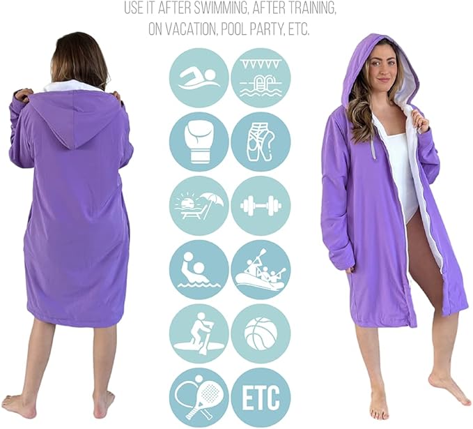 MACAR sport TOWEL swimming parka, waterproof fabric on the outside, dry jacket for kids and adults
