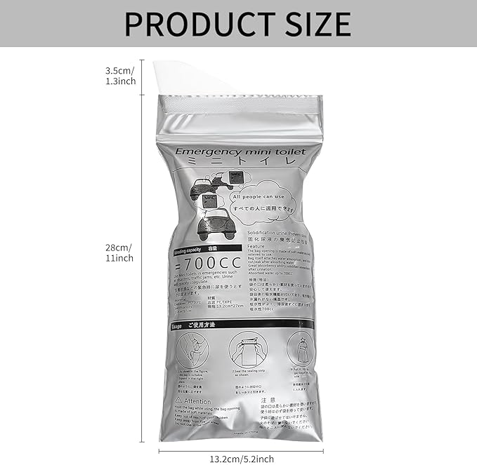 10PCS Disposable Urine Bags, Portable Camping Pee Bags, 700ml Travel Pee Bags for Emergencies, Camping, Travel, and Traffic Jams - Suitable for Outdoor Use