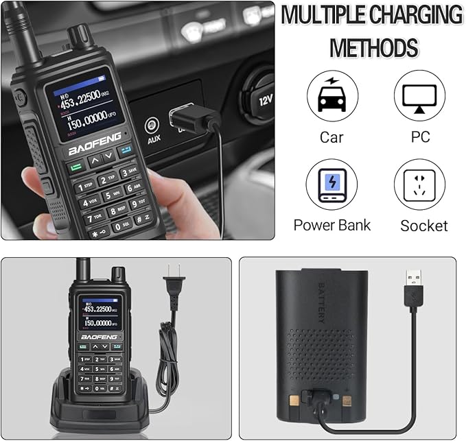BAOFENG Ham Radio Long Range Handheld (Upgraded of UV-5R) UV-17M Walkie Talkies with Extra Battery,NOAA Weather Receiver,Frequency Copy, Type-C Charger,999CH Two Way Radio for Camping Hunting