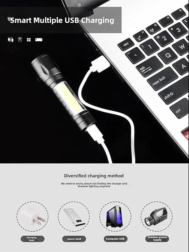 LED Flashlights, High Powered 10000 Lumens Super Bright Mini Pocket Flashlight, Rechargeable, Zoomable Waterproof Flash Lights for Emergency, Outdoor, Home, Camping, Hiking