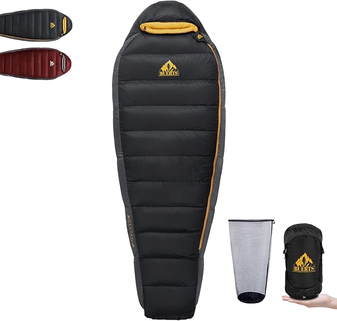 Down Sleeping Bag for Adults Cold Weather Ultralight & Compact 680FP Backpacking Sleeping Bag for Camping, Hiking, Mountaineering