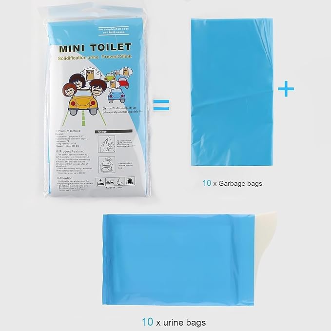 Disposable Urine Bags Camping Pee Bags for Travel Urinal Toilet Super Absorbent Traffic Jam Emergency Portable Urine Bag Pee Bags Car Toilet for Men Women Children Brief Relief, 10 Pieces