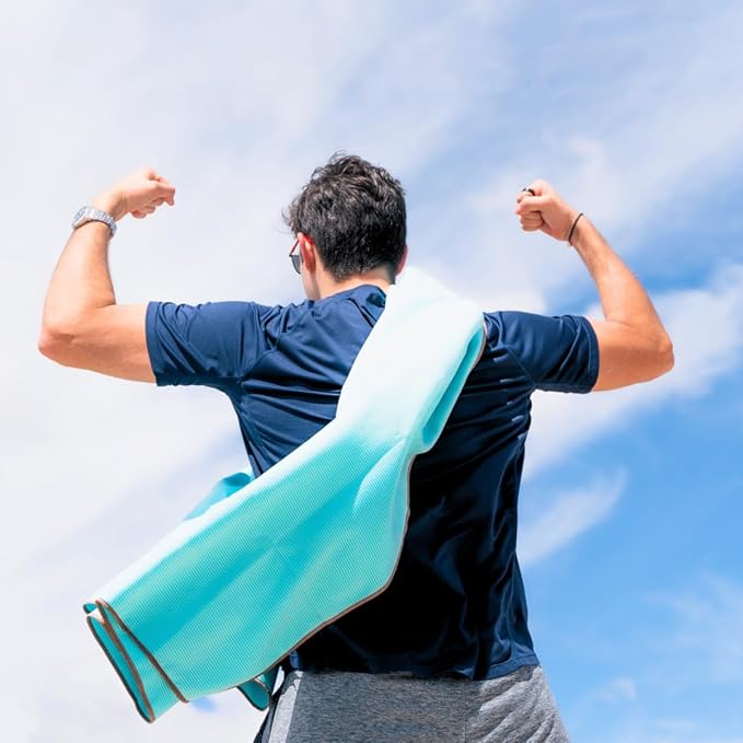 ECCOSOPHY Microfiber Gym Towel for Working Out - Quick Dry Towels with Highly Absorbent Ribbed Texture for Sweat During Workout Yoga Sports & Camping - Ideal for Fitness & Exercise (40x20-Aqua)
