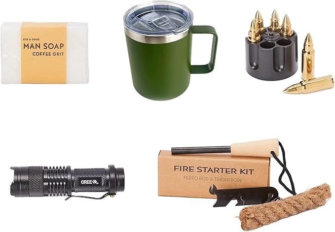 Gift Box for Men, Dad - Mens Box Survival Box for Men | Manly Camping Enthusiast Guy - Unique Gift Ideas Him, Boyfriend, Husband, Father, Brother, Son, Boss, Best Friend