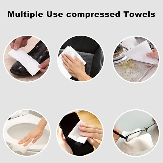 100 PCS Compressed Towels Pack with 2 Carrying Cases, Portable for Home Travel Camping Outdoors and Beauty Salon (100PCS + 2 Carrying Cases)