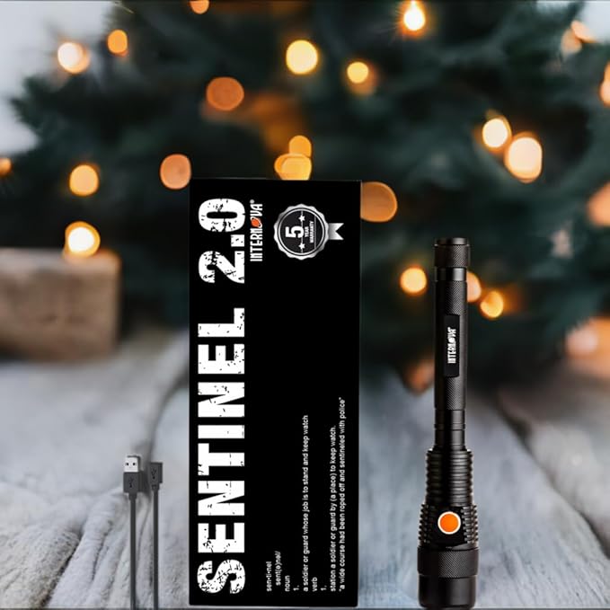 INTERNOVA® Sentinel 2000 Lumen Rechargeable Flashlight 10.5 Inches - LED Flashlight includes USB Cord & Magnetic Sealed Gift Box
