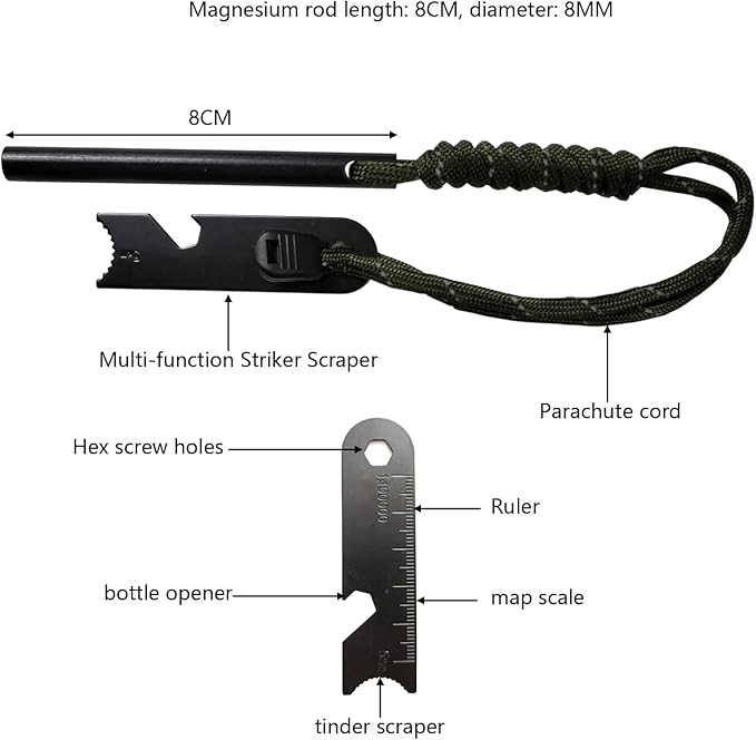 (Set of 3 Pieces Flint Emergency igniter,Camping Magnesium Rod Fire Starter,Outdoor Survival Ignition Rod