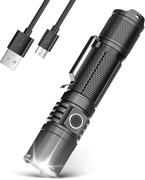 High Power LED Flashlight USB C Rechargeable, 1600 Lumen Tactical Flashlight IP65 Waterproof Handheld Flashlight for Emergency,Police Law Enforcement,Hunting,Camping,Hiking