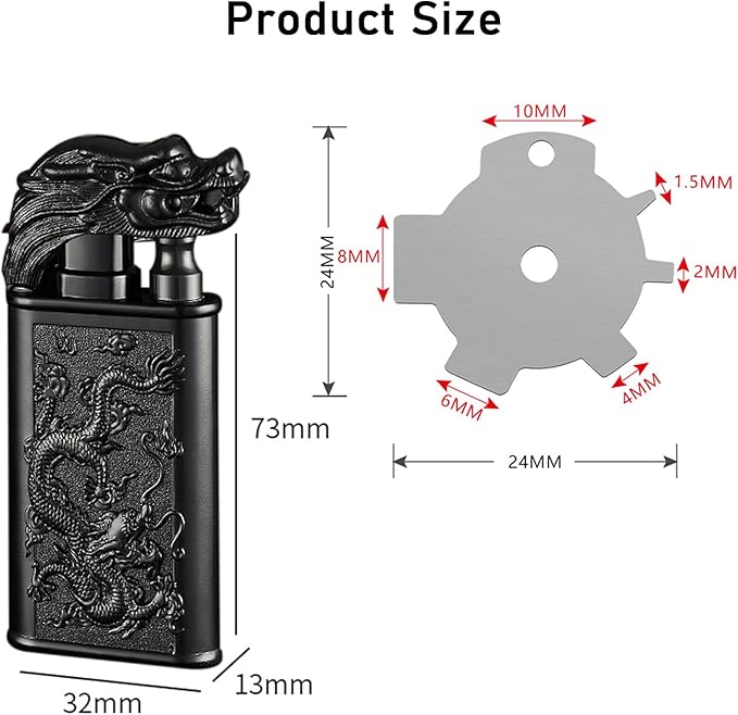 Torch Lighter, Relief Dragon Design Magic Dual Flame Lighter with Adjusting Flame Tool, Creative Windproof Lighter, Cool Jet Flame Butane Lighter, Refillable Butane Lighter for Outdoor Indoor