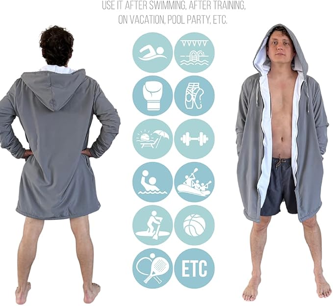 MACAR sport TOWEL swimming parka, waterproof fabric on the outside, dry jacket for kids and adults