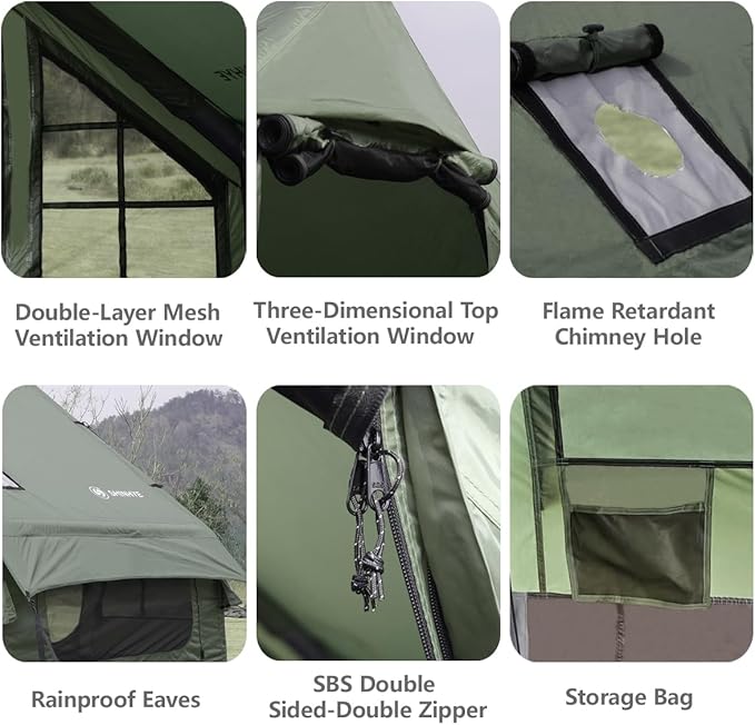 Inflatable Tent for Camping Large Blow Up Tents Glamping 4-8 Person House 4 Season Air with Pump Easy Set up Waterproof Outdoor Oxford