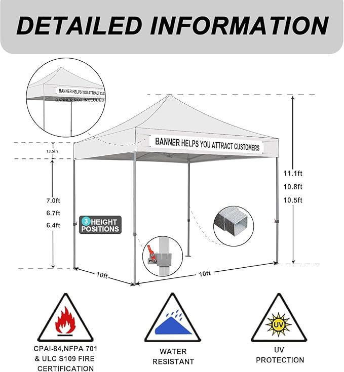 Eurmax USA Standard 10x10ft Patio Pop Up Canopy Tent for Outdoor Events Commercial Instant Canopies with Heavy Duty Roller Bag,Bonus 4 Canopy Sand Bags(Navy Blue)