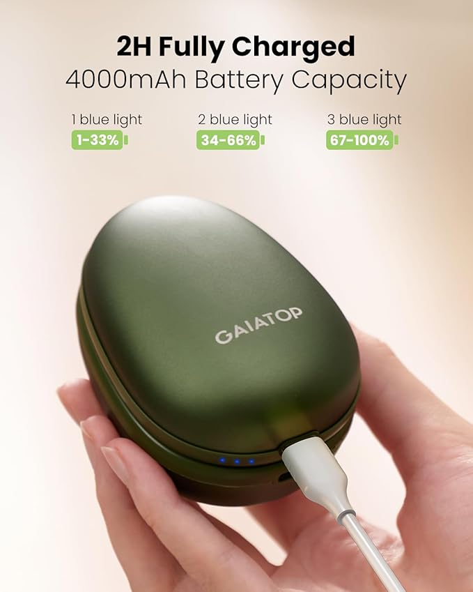 Gaiatop Hand Warmers Rechargeable 2 Pack, 4000 mAh Battery Avocados-Shaped Electric Hand Warmer with 2 PCS USB Cable, Reusable Portable Pocket Hand Heater Hot Hands Gifts for Women Men Camping Hunting