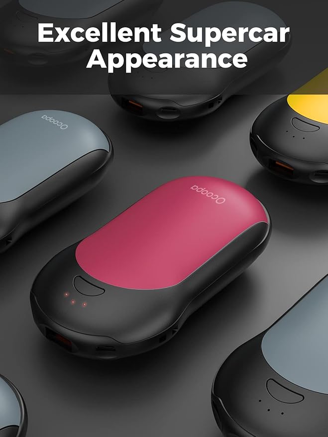 OCOOPA Rechargeable Hand Warmer 10000mAh,Portable Electric Hand Heater,Up to 15 Hours,USB Battery Operated Handwarmer for Camping,Hiking,Hunting,Golf,Warm Tech Gifts,Halo H01
