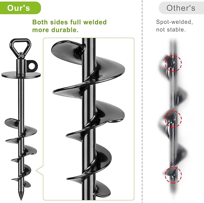 SELEWARE Dog Tie Out Stake Outdoor Anti-Rust Dog Anchor with Stainless Steel Dog Chain Leash for Large Dogs up to 220 lbs, Free Rotation Dog Stake Dog Camping Gear 15 ft Long