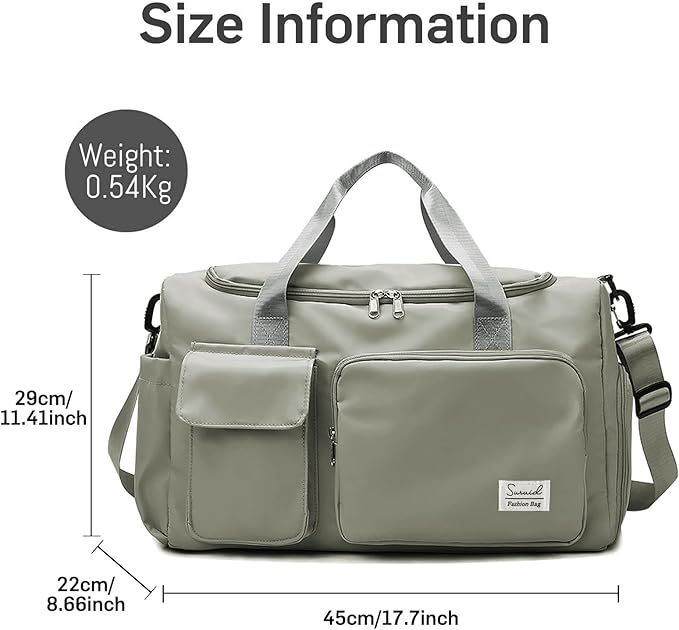 Sports Gym Duffel Bag with Shoes Compartment and Dry Wet Separated Pocket for Men and Women - Overnight Weekender Training Handbag Yoga Bag - Dark Gray