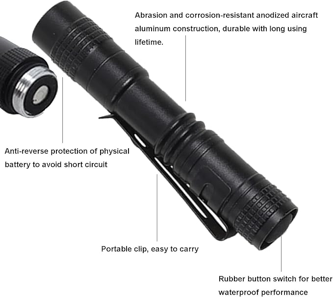 LED Pocket Pen Flashlights, 10pcs Mini Penlight with Clip Handheld XPE Flashlight Waterproof EDC Pen Light for Camping Inspection Repair Powered by 1pcs AAA Battery(Not Included)