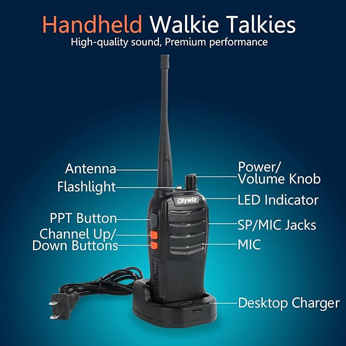 Walkie Talkies GMRS Radio for Adults Long Range Rechargeable 2 Way Radio with Flashlight for School Business Family 2 Pack