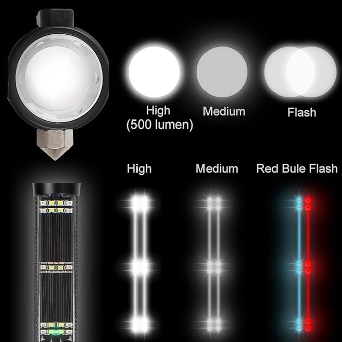 Lebote Car Flashlight Solar Power Tactical Flashlight Multi Function Flashlight Bright LED Emergency Torch Light With Safety Hammer Seat Belt Cutter Compass For Hiking Camping