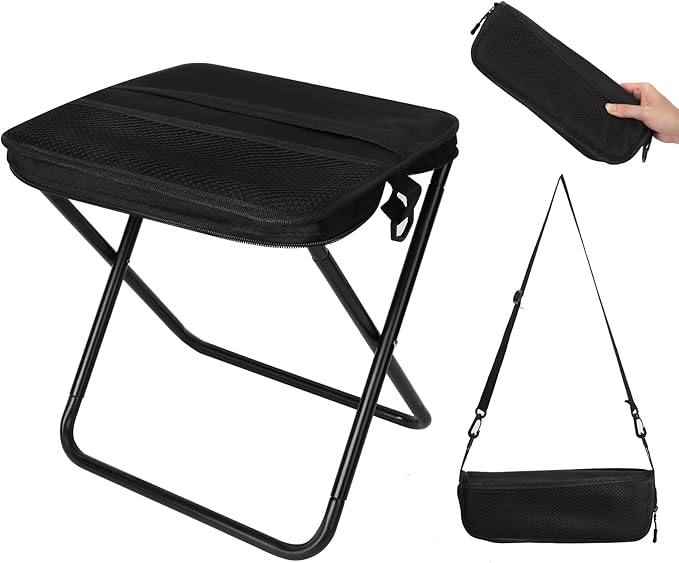Camping Stool,Portable Foldable Shoulder Bag Stool Adult Collapsible Chairs for Fishing Outdoor Hiking 300 LBS Load