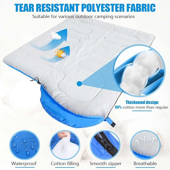 OBTANIM Sleeping Bags Portable Waterproof Camping Sleeping Bag for Adults Kids 4 Seasons Cold Weather or Warm Backpacking Hiking Mountaineering Indoor Outdoor Use