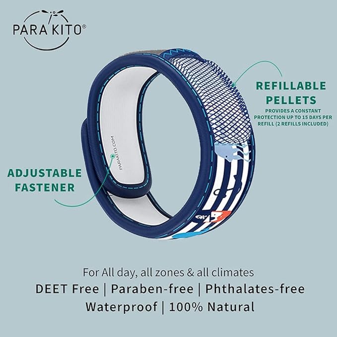 PARA'KITO Bug & Mosquito Bracelets for Kids | Mosquito Spray Alternative | Waterproof, Outdoor Insect Wristband w/Natural Essential Oils | Hiking, Trekking & Camping Accessories (Pirate)