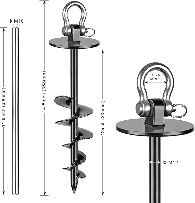 SELEWARE Dog Tie Out Stake Outdoor Anti-rust Dog Anchor for Large Dogs up to 220 lbs, Foldable Dog Stake Dog Camping Gear Twist Rod Included