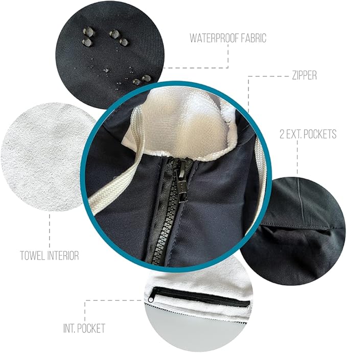 MACAR sport TOWEL swimming parka, waterproof fabric on the outside, dry jacket for kids and adults