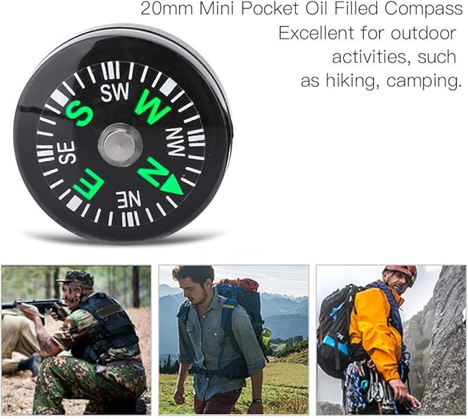 Mini Pocket 20mm 12pcs Mini Pocket Survival Button for Hiking Camping Outdoor Activities Accessory