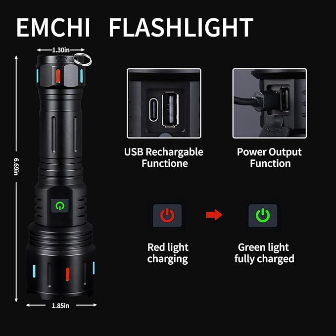 Flashlights High Lumens Rechargeable 2PACK,10000LM Super Bright Flashlight Adjustable Tactical Flashlight, 5 Modes Zoomable Waterproof LED Flash Lights