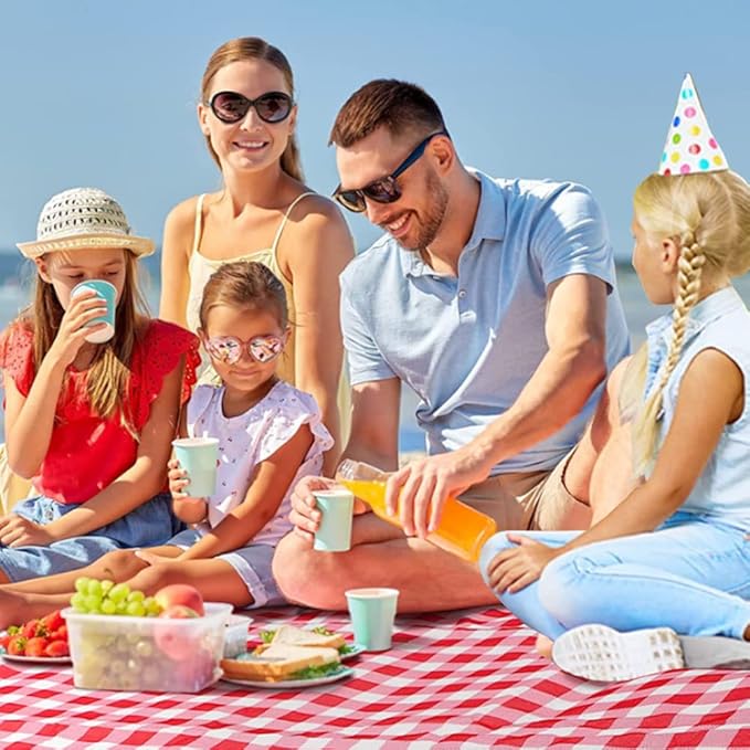 RUIBOLU Large Picnic Blankets,80x60in Beach Blanket Sandproof Beach Mat for 3-5 Adults Waterproof Quick Drying Outdoor Picnic Mat for Travel Camping Hiking(Red Plaids)